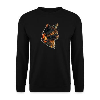Stylized, Geometric cat - Unisex Sweatshirt - black - Front - Alina (178cm) & Michal (187cm)