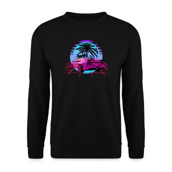 Retro Wave Sport Car Vaporwave Sunset - Sweat-shirt Unisexe - noir - Devant - Alina (178cm) & Michal (187cm)