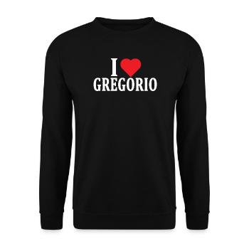 Name T-Shirt Ich liebe Gregorio T-Shirt Geschenkidee - Unisex Pullover - Schwarz - Vorne - Alina (178cm) & Michal (187cm)