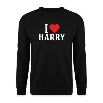 t-shirt I love Harry t-shirt gift idea - Unisex Sweatshirt - black - Front - Alina (178cm) & Michal (187cm)