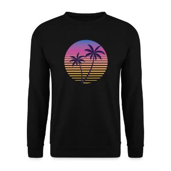 Palmier Crépuscule Vintage - Unisex Pullover - Schwarz - Vorne - Alina (178cm) & Michal (187cm)