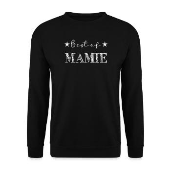 MAMIE. FÊTE DES MÈRES. BONNE FÊTE MAMIE. JE T'AIME - Sweat-shirt Unisexe - noir - Devant - Alina (178cm) & Michal (187cm)