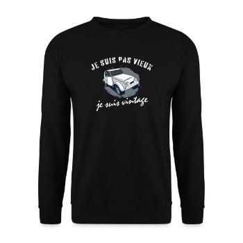 Pas vieux vintage cadeau homme phrase drôle humour - Sweat-shirt Unisexe - noir - Devant - Alina (178cm) & Michal (187cm)