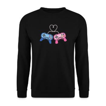 Gaming Gamer Paar Männer Frauen Valentinstag - Unisex Pullover - Schwarz - Vorne - Alina (178cm) & Michal (187cm)