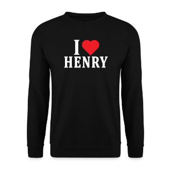 Name T-Shirt Ich liebe Henry T-Shirt Geschenkidee - Unisex Pullover - Schwarz - Vorne - Alina (178cm) & Michal (187cm)