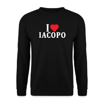 name t-shirt I love Iacopo t-shirt gift idea - Unisex Sweatshirt - black - Front - Alina (178cm) & Michal (187cm)