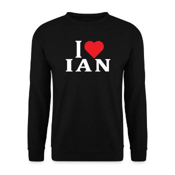 Name T-Shirt Ich liebe Ian T-Shirt Geschenkidee - Unisex Pullover - Schwarz - Vorne - Alina (178cm) & Michal (187cm)