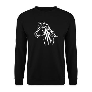 Pferd Kopf "Black Edition" - Unisex Pullover - Schwarz - Vorne - Alina (178cm) & Michal (187cm)
