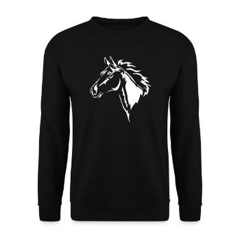 Pferd Kopf "Black Edition" - Unisex Pullover - Schwarz - Vorne - Alina (178cm) & Michal (187cm)
