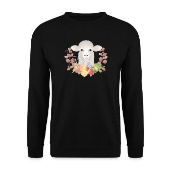 Un joli mouton avec de la laine et des aiguilles à tricoter - Sweat-shirt Unisexe - noir - Devant - Alina (178cm) & Michal (187cm)
