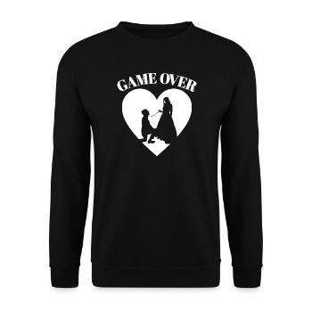 Game Over Funny Bachelor Party Wedding - Unisex Sweatshirt - black - Front - Alina (178cm) & Michal (187cm)