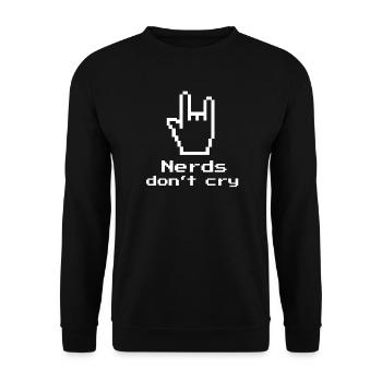 Nerds don't cry! Nerd-Shirt, Gift, Computer Science - Unisex Sweatshirt - black - Front - Alina (178cm) & Michal (187cm)