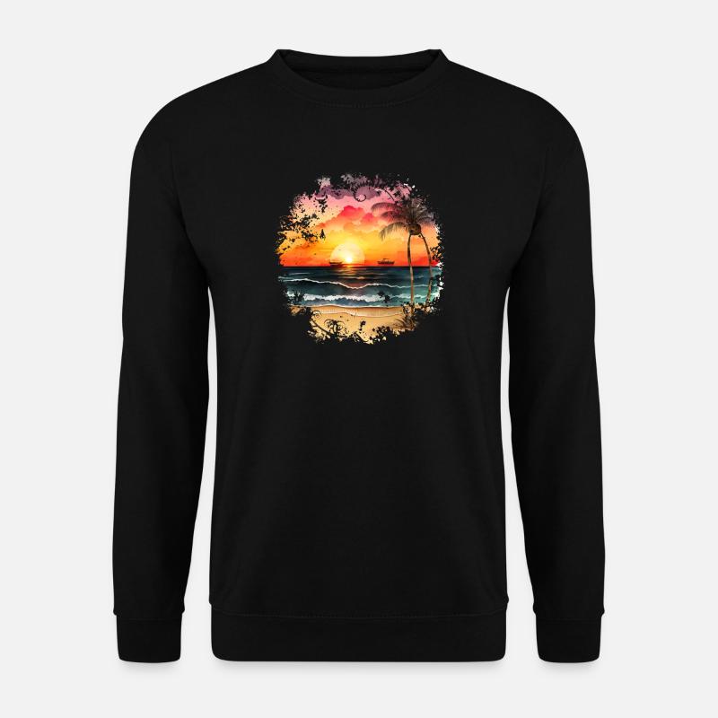 Coucher de soleil sur la plage tropicale - Sweat-shirt Unisexe - noir