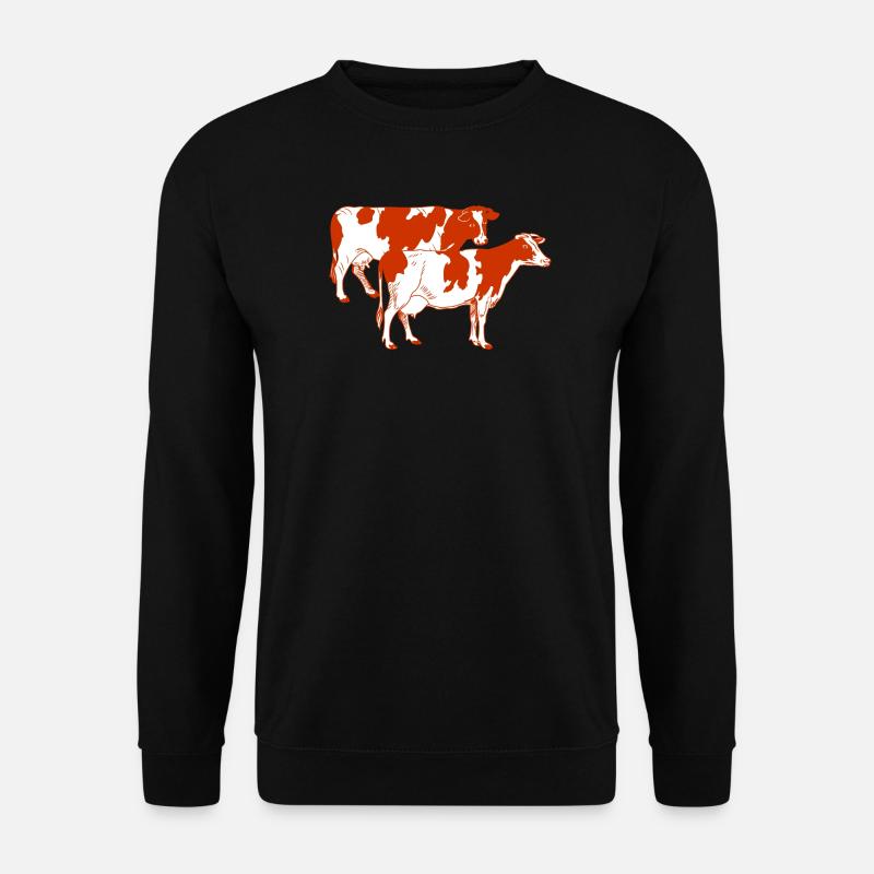 Zwei rotgefleckte Kühe - Unisex Pullover - Schwarz