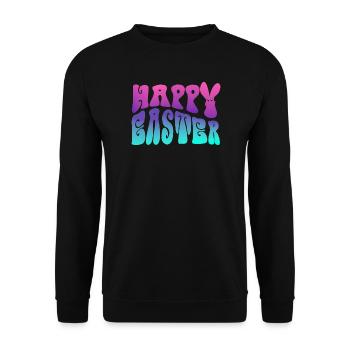 Happy Easter Schriftzug - Unisex Pullover - Schwarz - Vorne - Alina (178cm) & Michal (187cm)