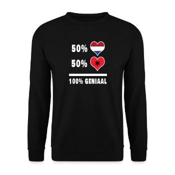 Albanie et Pays-Bas 100% Genius Flag - Sweat-shirt Unisexe - noir - Devant - Alina (178cm) & Michal (187cm)