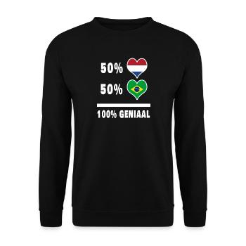 Brésil et Pays-Bas 100% Genius Flag - Sweat-shirt Unisexe - noir - Devant - Alina (178cm) & Michal (187cm)