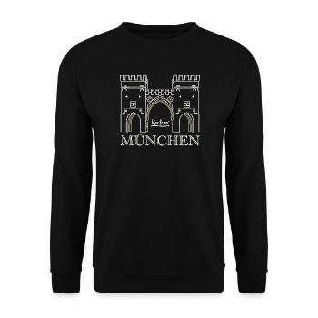 Munich, Karlstor am Stachus - Unisex Sweatshirt - black - Front - Alina (178cm) & Michal (187cm)
