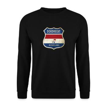 Dordrecht Niederlande Wappen Design - Unisex Pullover - Schwarz - Vorne - Alina (178cm) & Michal (187cm)