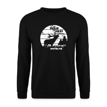 Sei wild & frei & wunderbar - Unisex Pullover - Schwarz - Vorne - Alina (178cm) & Michal (187cm)
