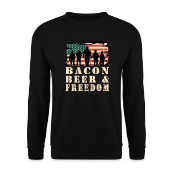 Bacon, Beer and Freedom - Unisex Sweatshirt - black - Front - Alina (178cm) & Michal (187cm)