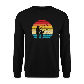 Sunset Fishing Silhouette: Father & Child - Unisex Sweatshirt - black - Front - Alina (178cm) & Michal (187cm)