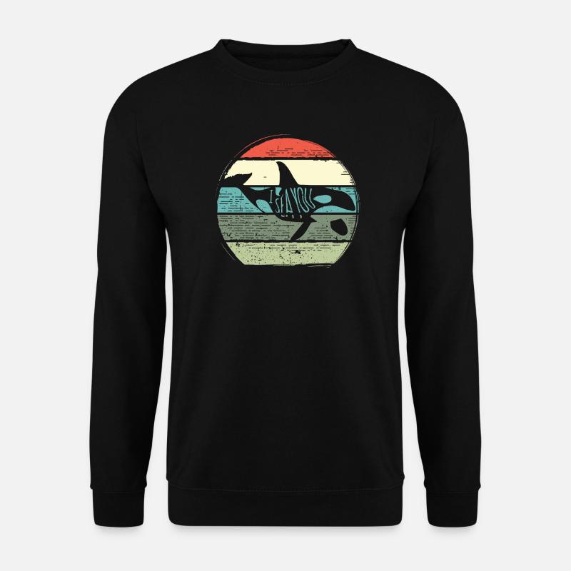 Retro Whale Sunset Circle - Unisex Pullover - Schwarz