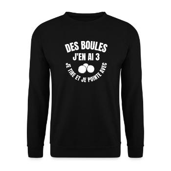 pétanque, fan de pétanque, bouliste - Sweat-shirt Unisexe - noir - Devant - Alina (178cm) & Michal (187cm)
