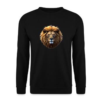 Lion, Lion's Head - Unisex Sweatshirt - black - Front - Alina (178cm) & Michal (187cm)
