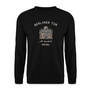 Wesel, Berliner Tor - Unisex Pullover - Schwarz - Vorne - Alina (178cm) & Michal (187cm)