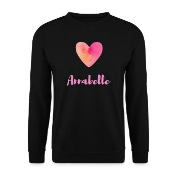 Anabelle Rosa Herz Mädchen Namensdesign - Unisex Pullover - Schwarz - Vorne - Alina (178cm) & Michal (187cm)