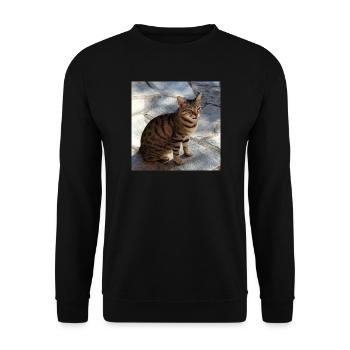 Katze Kätzchen Poster quadratisch Katzenposter - Unisex Pullover - Schwarz - Vorne - Alina (178cm) & Michal (187cm)