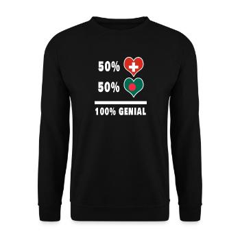 Bangladesch und Schweiz 100% Genial Flagge - Unisex Pullover - Schwarz - Vorne - Alina (178cm) & Michal (187cm)