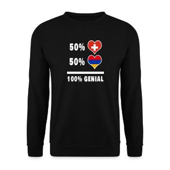 Armenien und Schweiz 100% Genial Flagge - Unisex Pullover - Schwarz - Vorne - Alina (178cm) & Michal (187cm)
