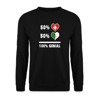 Algerien und Schweiz 100% Genial Flagge - Unisex Pullover - Schwarz - Vorne - Alina (178cm) & Michal (187cm)