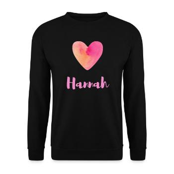 T-shirt féminin de fille cœur rose Hannah - Sweat-shirt Unisexe - noir - Devant - Alina (178cm) & Michal (187cm)