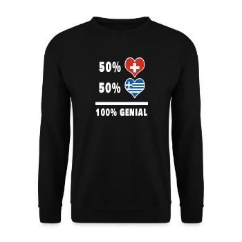 Griechenland und Schweiz 100% Genial Flagge - Unisex Pullover - Schwarz - Vorne - Alina (178cm) & Michal (187cm)