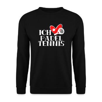 Ich Liebe Padel Statement Herz Sportart Spieler - Unisex Pullover - Schwarz - Vorne - Alina (178cm) & Michal (187cm)