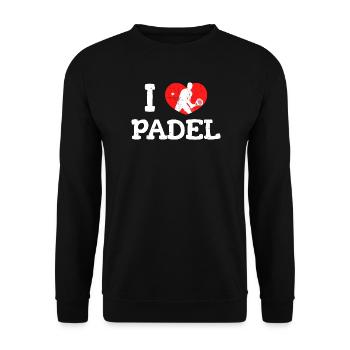 Spieler Ich Liebe Padel Statement Padelspiel Herz - Unisex Pullover - Schwarz - Vorne - Alina (178cm) & Michal (187cm)