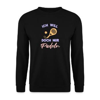 Sportart Spieler Padel Bälle Statement Schläger - Unisex Pullover - Schwarz - Vorne - Alina (178cm) & Michal (187cm)