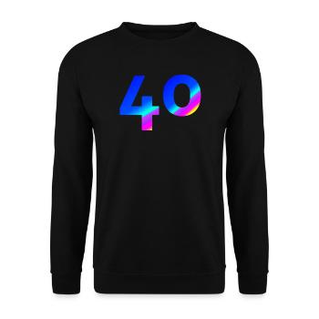 feiern, 40 blauer farbverlauf mit bunten Farben - Unisex Pullover - Schwarz - Vorne - Alina (178cm) & Michal (187cm)