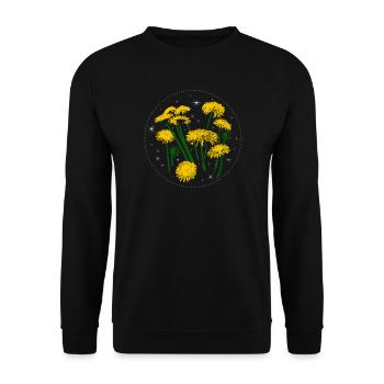 Löwenzahn Frühling Sternenhimmel - Unisex Pullover - Schwarz - Vorne - Alina (178cm) & Michal (187cm)