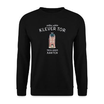 Xanten, Klever Tor, Sehenswürdigkeit - Unisex Pullover - Schwarz - Vorne - Alina (178cm) & Michal (187cm)