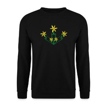 Art Nouveau Yellow Flowers – Symmetrical Floral - Unisex Sweatshirt - black - Front - Alina (178cm) & Michal (187cm)