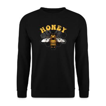 Honigbiene auf Hex-Gitter - Unisex Pullover - Schwarz - Vorne - Alina (178cm) & Michal (187cm)
