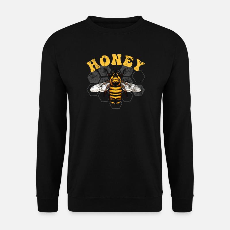 Honigbiene auf Hex-Gitter - Unisex Pullover - Schwarz