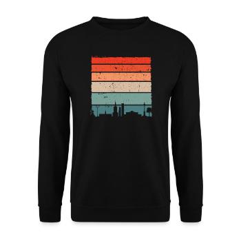 Sunset Skyline T-Shirt mit Farbverlauf - Unisex Pullover - Schwarz - Vorne - Alina (178cm) & Michal (187cm)