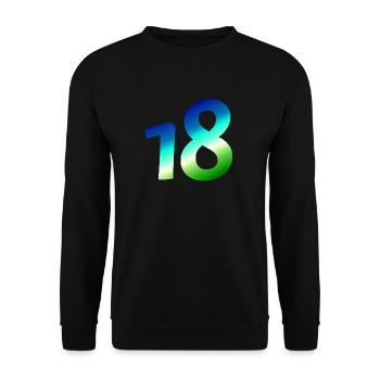 kleidung geburtstag, 18 karibischer Farbverlauf - Unisex Pullover - Schwarz - Vorne - Alina (178cm) & Michal (187cm)