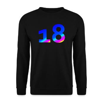 verschenken, 18 blauton mit Farbverlauf - Unisex Pullover - Schwarz - Vorne - Alina (178cm) & Michal (187cm)