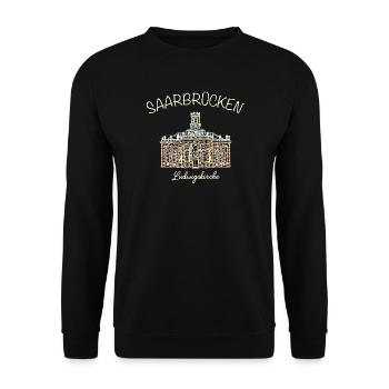 Saarbrücken, Ludwigskirche - Unisex Pullover - Schwarz - Vorne - Alina (178cm) & Michal (187cm)